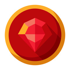 ruby red gemstone circular medal vector