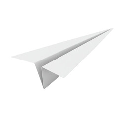 White Paper Airplane Flying on Transparent Background, Symbol of Communication and Travel