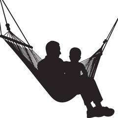 Father and Son Relaxing in Hammock