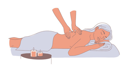Woman receiving a relaxing bamboo massage therapy treatment with candles in a tranquil spa setting for wellness and rejuvenation