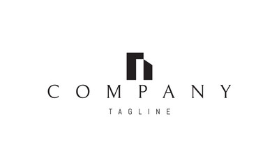 Fototapeta premium A vector logo featuring an abstract image a building made of straight geometric forms, symbolizing modern architecture and structure.