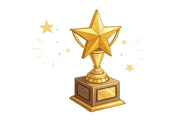 A golden trophy with a star on top shines bright