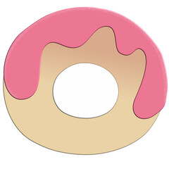 3D Strawberry pink Donut vector. Donut vector, cute donut vector, pink donut