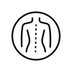 Therapeutic back massage Outline vector icon. Physiotherapy, acupuncture, rehabilitation. Isolated vector element. Pictogram for web page, mobile app, promo