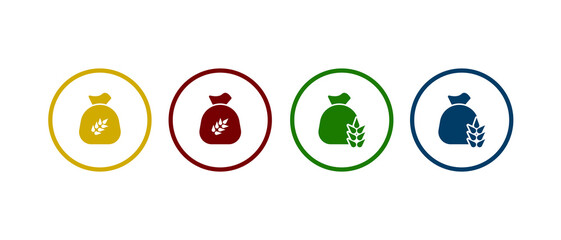 bag of wheat icon. wheat in bags with different color design.