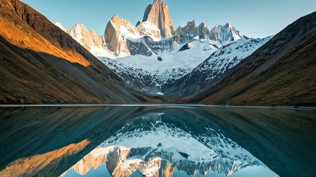 Mount Fitz Roy Reflection Patagonia Beauty Serene Mountain Landscape