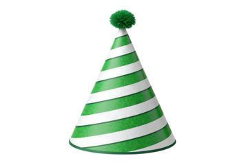 A party hat with color green and white celebration fun style