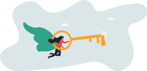 Key success to unlock true potential to win business or career improvement, moving forward for bright future, new opportunity or business direction .about a man and his life.