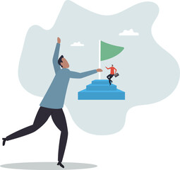 Step to success, staircase to achievement or reach winner target, progress or improvement, career success or business journey.about a man and his life.