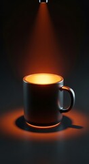 Cozy Dark Mug Glowing With Warm Inviting Light, Perfect For Morning Coffee Or Evening Tea Moments.