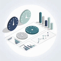 Isometric Sustainability Dashboard Vector Graphic