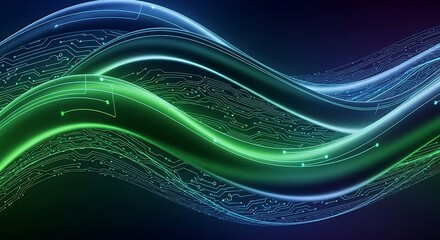 Abstract Wavy Circuit Board Design Futuristic Technology Background