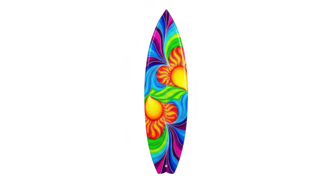 Colorful surfboard isolated on transparent background for summer