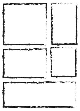 Hand drawn brush stroke set. Grunge square and rectangle frames. Rectangle borders collections. vector illustration.