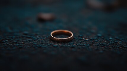 A ring on a dark surface.