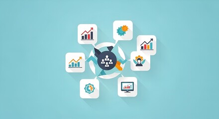 Fototapeta premium Robotic arm analyzing financial charts and data in a modern business setting
