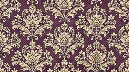 Obraz premium Ornate Floral Damask Pattern – Elegant Seamless Decorative Design