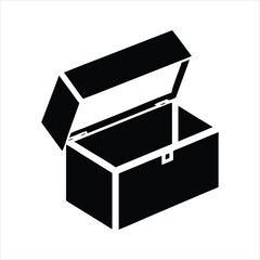 Open black treasure chest icon on white background