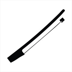 Simple black silhouette of a violin bow on a white background