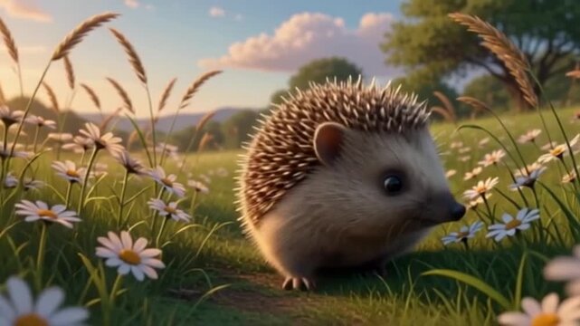 Kleiner Igel mit weichen, runden Stacheln, gro&szlig;en Augen