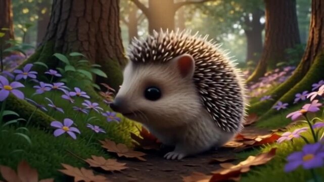 Kleiner Igel mit weichen, runden Stacheln, gro&szlig;en Augen