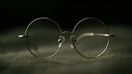 A pair of round glasses with silver frames and clear lenses.