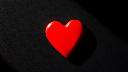 Fototapeta premium Red heart-shaped object on a dark textured surface, conveying emotion through minimalist design.