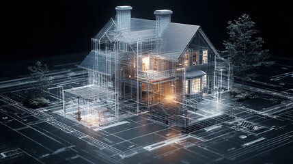 Detailed architectural blueprint of house showing exterior, interior, and building plans for future home design.