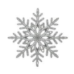 realistic snowflake decoration isolated on white background, symbol of winter, christmas, cold season, and festive holiday design
