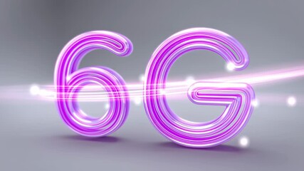 6G technology glowing neon light trails with futuristic digital communication symbol and abstract dynamic energy effect background - Powered by Adobe