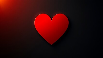 Vibrant red heart shape against dark textured background, conveying minimalist emotional concept.