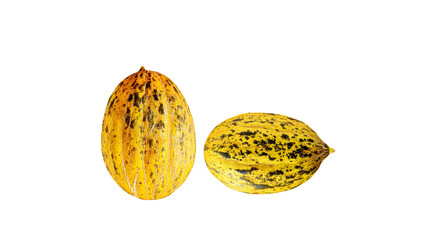 Isolated on white background, Çumra (choumra) melon, a large, sweet local variety of Konya with a taste of autumn