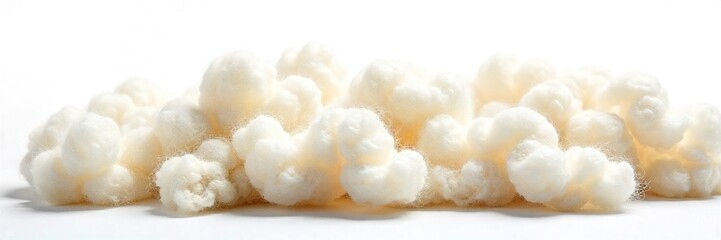 Unspun Fluffy Wool Fibers Isolated on White High-Resolution Image Perfect for Textile, Craft, and Fashion Designs, Websites, and Print