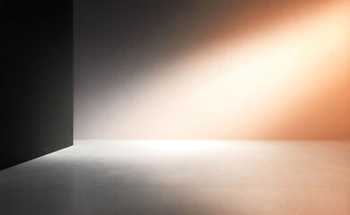 Fototapeta premium Minimalist Product Photography Backgrounds Featuring Empty Rooms, Shadows, and Neon Lighting for Stunning Visual Displays in Black and White 