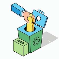  Isometric Recycling PSA Vector Icon