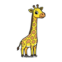 Fototapeta premium Cute Cartoon Giraffe Standing Isolated on white Background