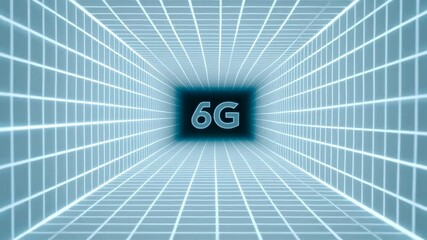 Futuristic digital tunnel glowing with grid lines showcasing advanced wireless technology and high speed connectivity in modern network concept - Powered by Adobe