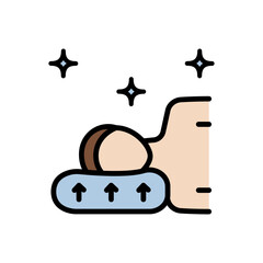 Orthopedic memory foam pillow color icon. Quality pillow materials variety for comfort and durability cutting edge technology. Isolated on white background simple vector illustration.