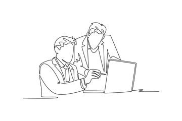  Risk management concept. Single line draw design. Vector graphic illustration