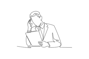  Risk management concept. Single line draw design. Vector graphic illustration