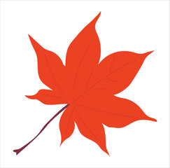 Red Autumn Maple Leaf Vector  Flat Minimal Seasonal Illustration