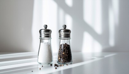 Salt and pepper shakers: minimalist kitchen still life