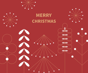 Christmas template with imagery composed of geometric shapes.
