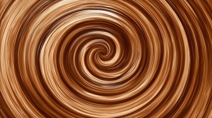 A close-up view of a spiral pattern with concentric circles of varying shades of brown.