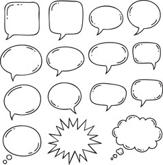 Hand-Drawn Speech Bubbles: A Set of Doodle-Style Graphics, Thinking Vector Shapes