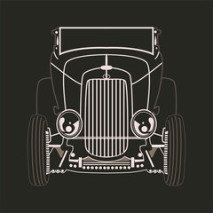 The card retro car on black background.