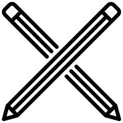 Simple Outline Crossed Pencil Stationery Drawing Instrument Tool Icon