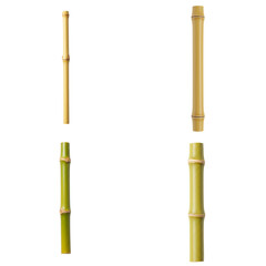 Collection of bamboo stalks in various shades, showcasing the natural beauty and texture of bamboo, highlighting its versatility and strength as a sustainable material for various applications
