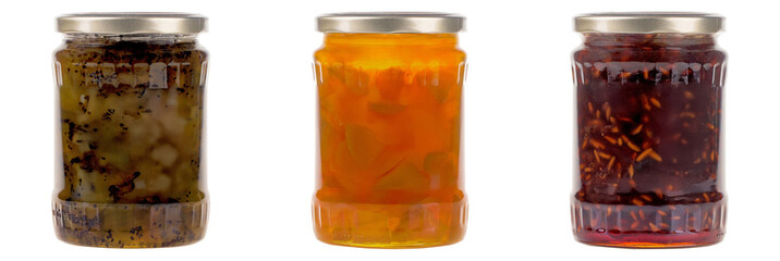 Exotic Jam Trio Featuring Kiwi, Pomegranate, and Watermelon with Seed-Inspired Presentation