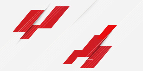 Abstract red and white banner design vector, dynamic sporty horizontal background template for media promotion or web banner